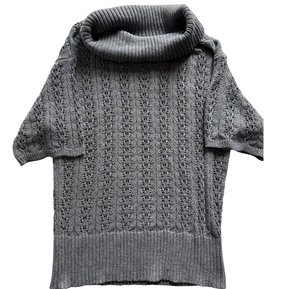 Monroe and Main Women's Gray Knit Cowl Short Sleeve Sweater Top Plusβ Size 1X